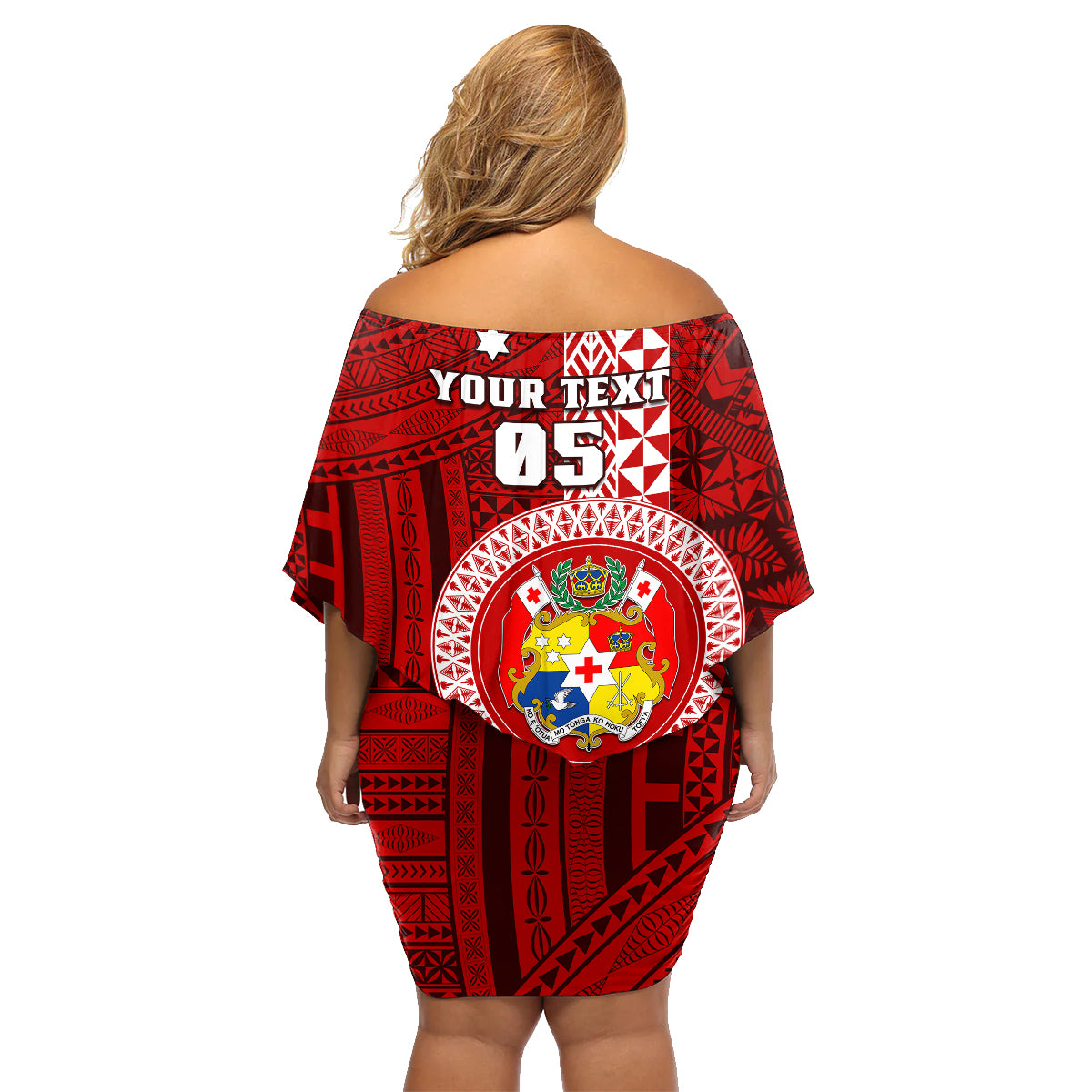 Custom Tonga Rugby Family Matching Off Shoulder Short Dress and Hawaiian Shirt World Cup 2023 Coat Of Arms Ngatu Pattern LT05 - Polynesian Pride