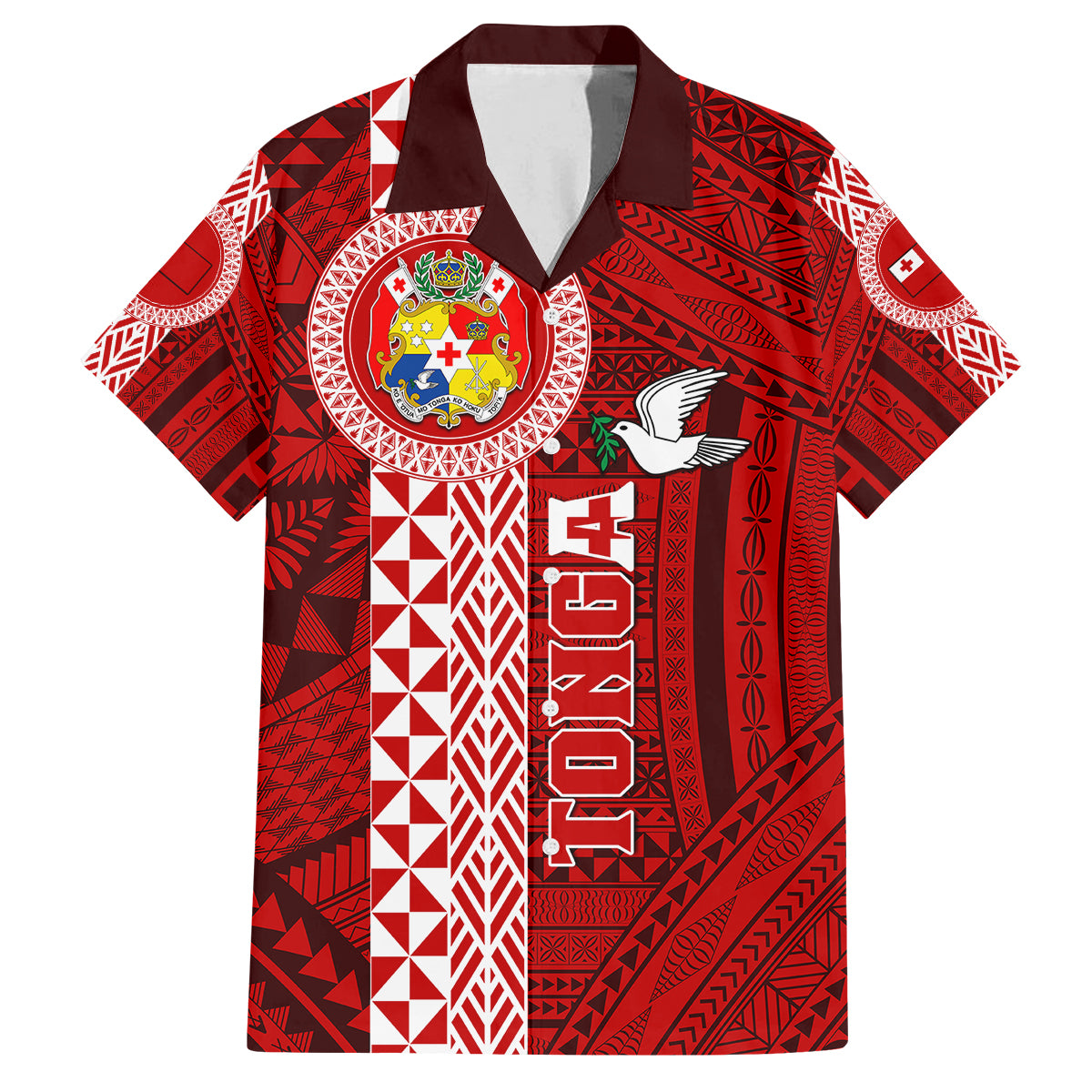 Custom Tonga Rugby Kid Hawaiian Shirt World Cup 2023 Coat Of Arms Ngatu Pattern LT05 Kid Red - Polynesian Pride