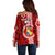 Custom Tonga Rugby Off Shoulder Sweater World Cup 2023 Coat Of Arms Ngatu Pattern LT05 - Polynesian Pride