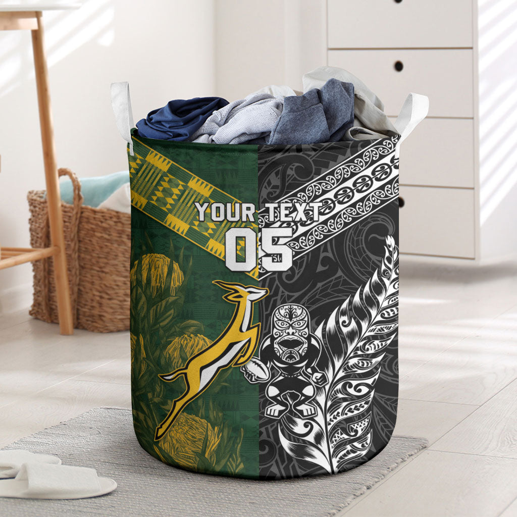 Rugby New Zealand South Africa Laundry Basket Maori Tiki Springboks Together