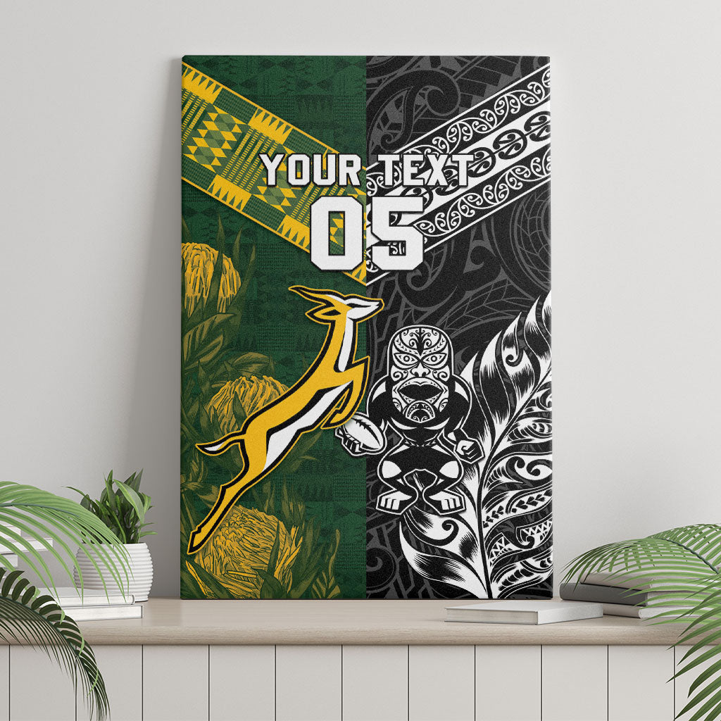 Rugby New Zealand South Africa Canvas Wall Art Maori Tiki Springboks Together