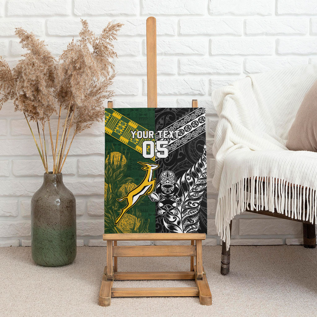 Rugby New Zealand South Africa Canvas Wall Art Maori Tiki Springboks Together