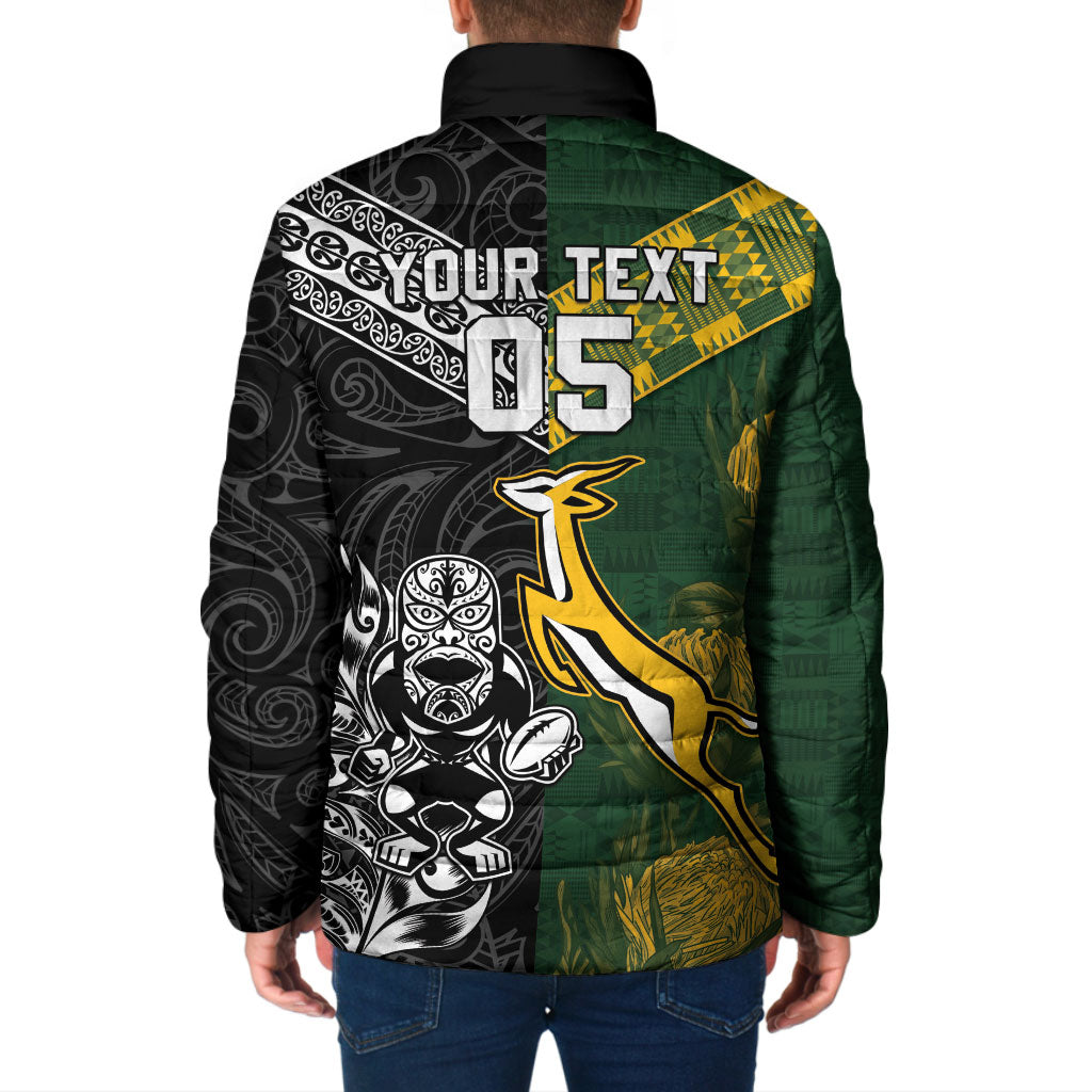 Rugby New Zealand South Africa Padded Jacket Maori Tiki Springboks Together