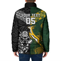 Rugby New Zealand South Africa Padded Jacket Maori Tiki Springboks Together