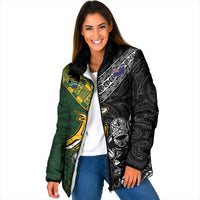 Rugby New Zealand South Africa Padded Jacket Maori Tiki Springboks Together