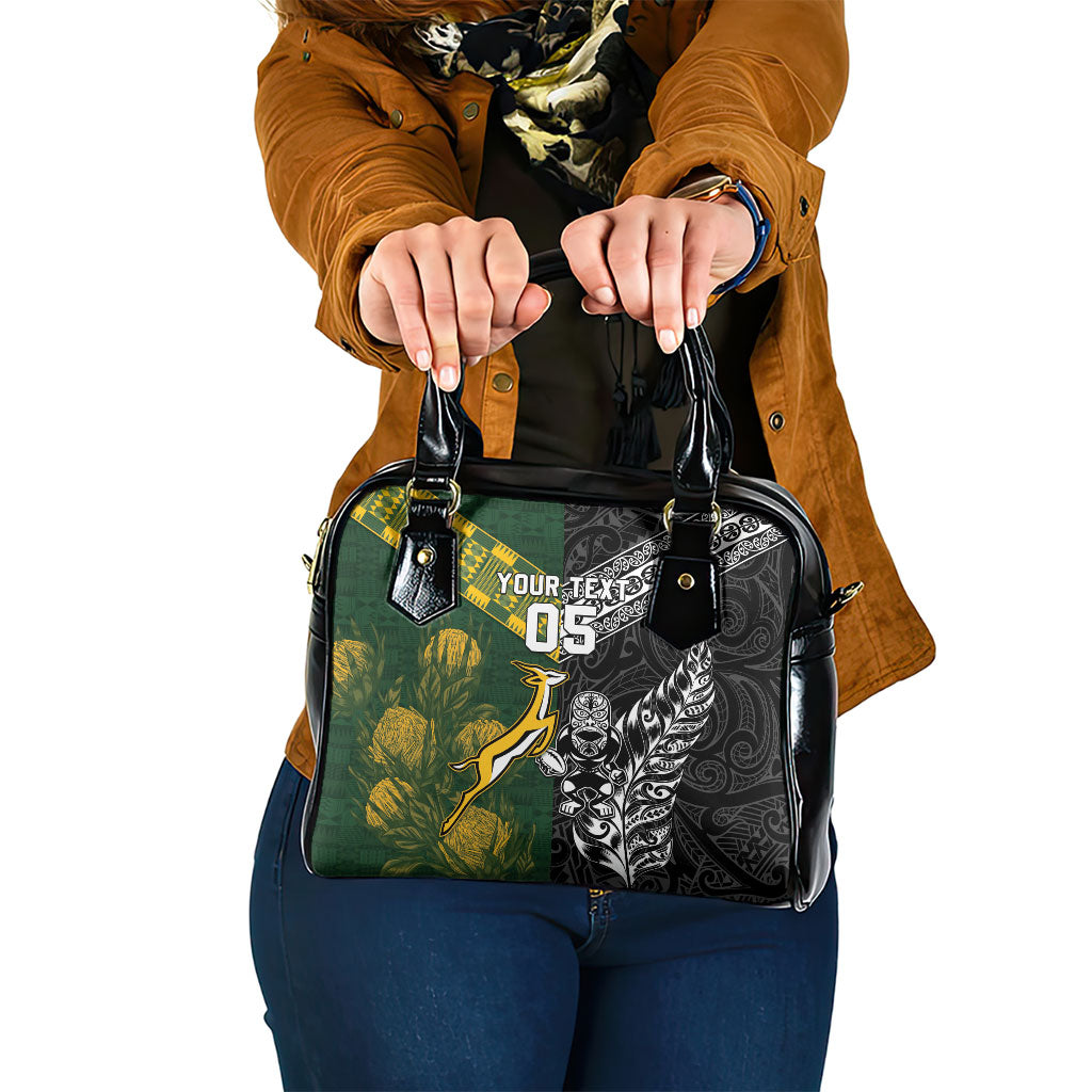 Rugby New Zealand South Africa Shoulder Handbag Maori Tiki Springboks Together