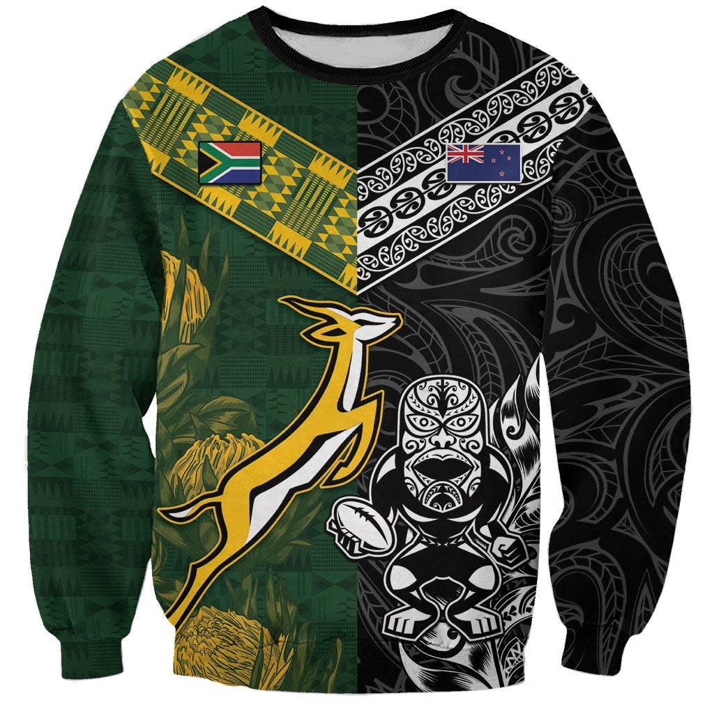 Rugby New Zealand South Africa Sweatshirt Maori Tiki Springboks Together
