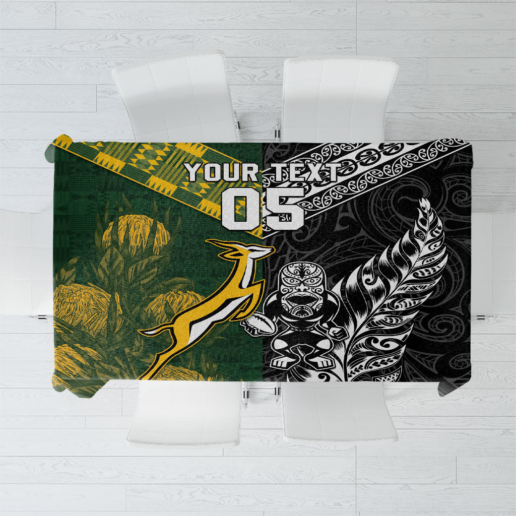 Rugby New Zealand South Africa Tablecloth Maori Tiki Springboks Together
