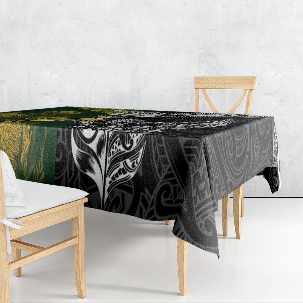 Rugby New Zealand South Africa Tablecloth Maori Tiki Springboks Together