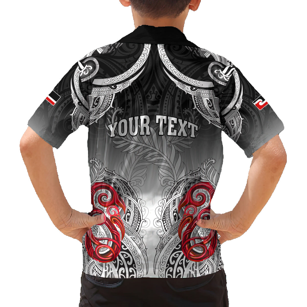 Personalised New Zealand Waitangi Day Family Matching Off Shoulder Short Dress and Hawaiian Shirt Aotearoa Te Ra O Waitangi Manaia Maori Pattern LT05 - Polynesian Pride