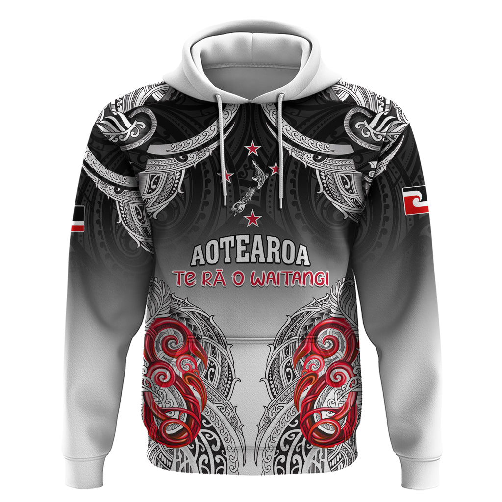 Personalised New Zealand Waitangi Day Hoodie Aotearoa Te Ra O Waitangi Manaia Maori Pattern LT05 Black - Polynesian Pride