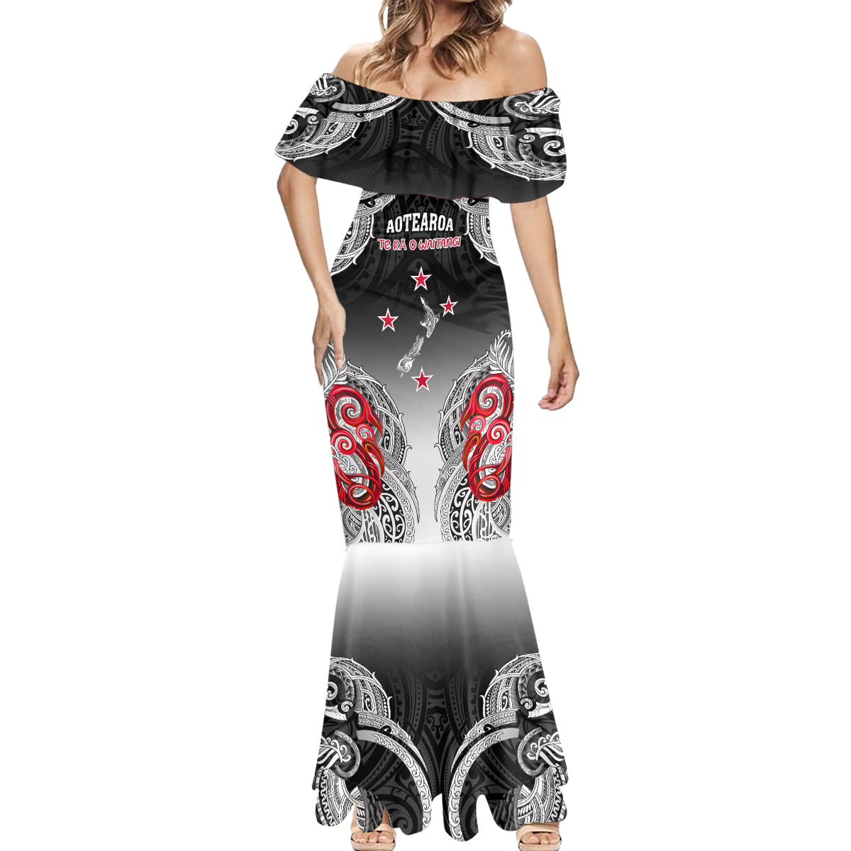 Personalised New Zealand Waitangi Day Mermaid Dress Aotearoa Te Ra O Waitangi Manaia Maori Pattern LT05 - Polynesian Pride