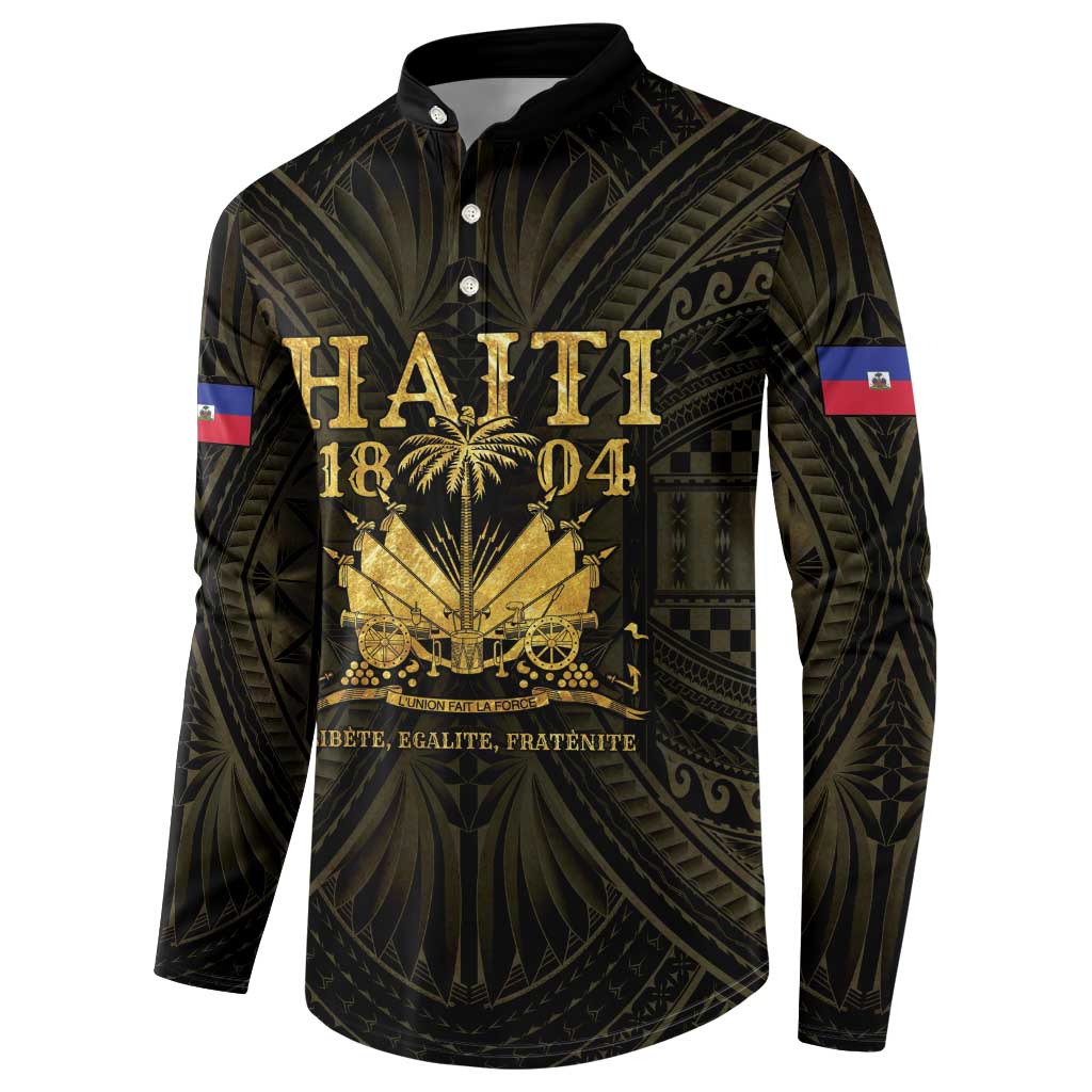 Haiti 1804 Button Sweatshirt Polynesian Gold Neg Maron LT05 - Polynesian Pride
