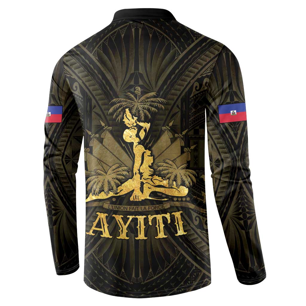 Haiti 1804 Button Sweatshirt Polynesian Gold Neg Maron LT05 - Polynesian Pride