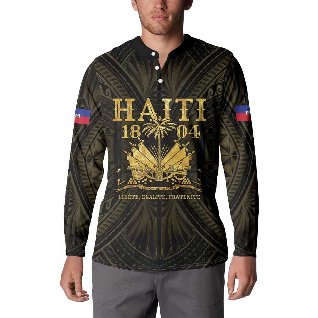 Haiti 1804 Button Sweatshirt Polynesian Gold Neg Maron LT05 - Polynesian Pride