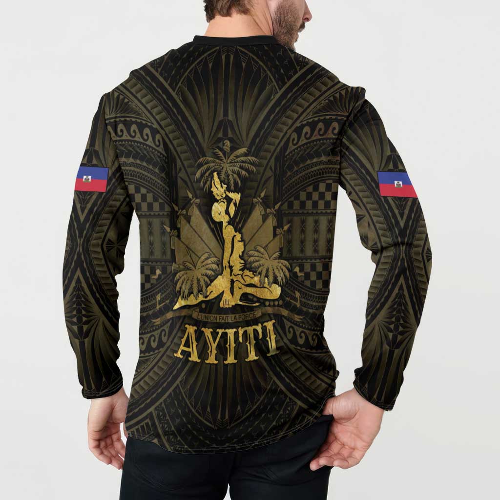 Haiti 1804 Button Sweatshirt Polynesian Gold Neg Maron LT05 - Polynesian Pride