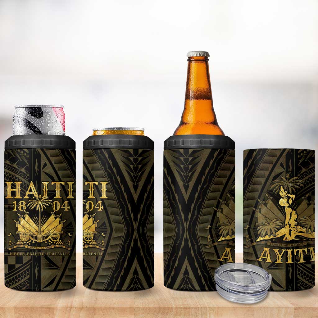 Haiti 1804 4 in 1 Can Cooler Tumbler Polynesian Gold Neg Maron