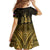 Haiti 1804 Family Matching Off The Shoulder Long Sleeve Dress and Hawaiian Shirt Polynesian Gold Neg Maron