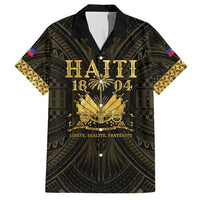 Haiti 1804 Family Matching Short Sleeve Bodycon Dress and Hawaiian Shirt Polynesian Gold Neg Maron LT05 Dad's Shirt - Short Sleeve Gold - Polynesian Pride