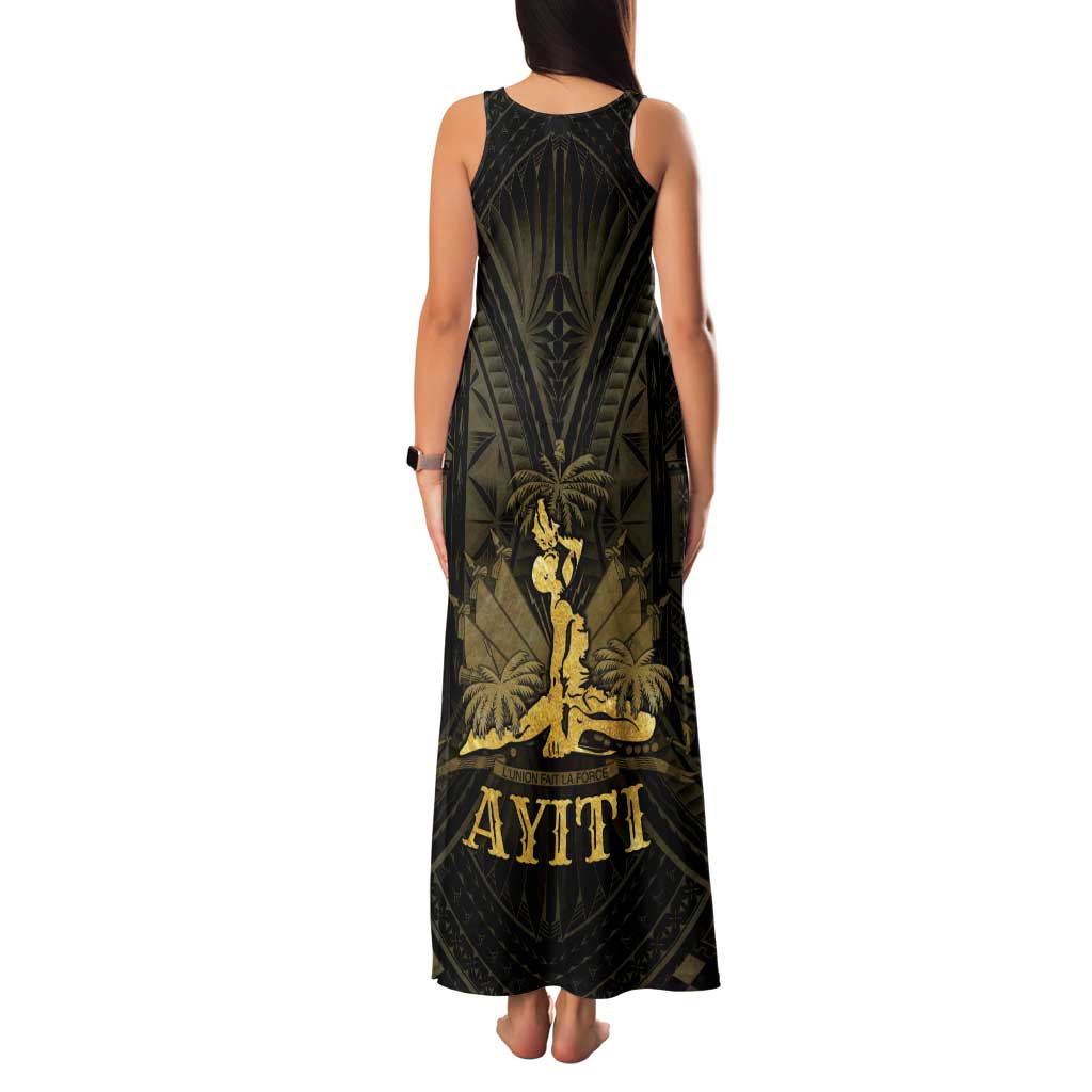 Haiti 1804 Family Matching Tank Maxi Dress and Hawaiian Shirt Polynesian Gold Neg Maron