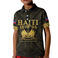 Haiti 1804 Kid Polo Shirt Polynesian Gold Neg Maron LT05 Kid Gold - Polynesian Pride