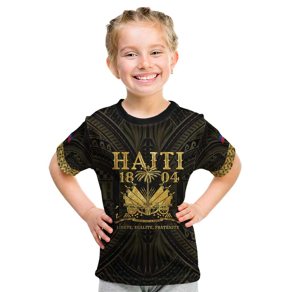 Haiti 1804 Kid T Shirt Polynesian Gold Neg Maron LT05 Gold - Polynesian Pride