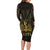 Haiti 1804 Long Sleeve Bodycon Dress Polynesian Gold Neg Maron