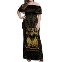 Haiti 1804 Off Shoulder Maxi Dress Polynesian Gold Neg Maron LT05 Women Gold - Polynesian Pride