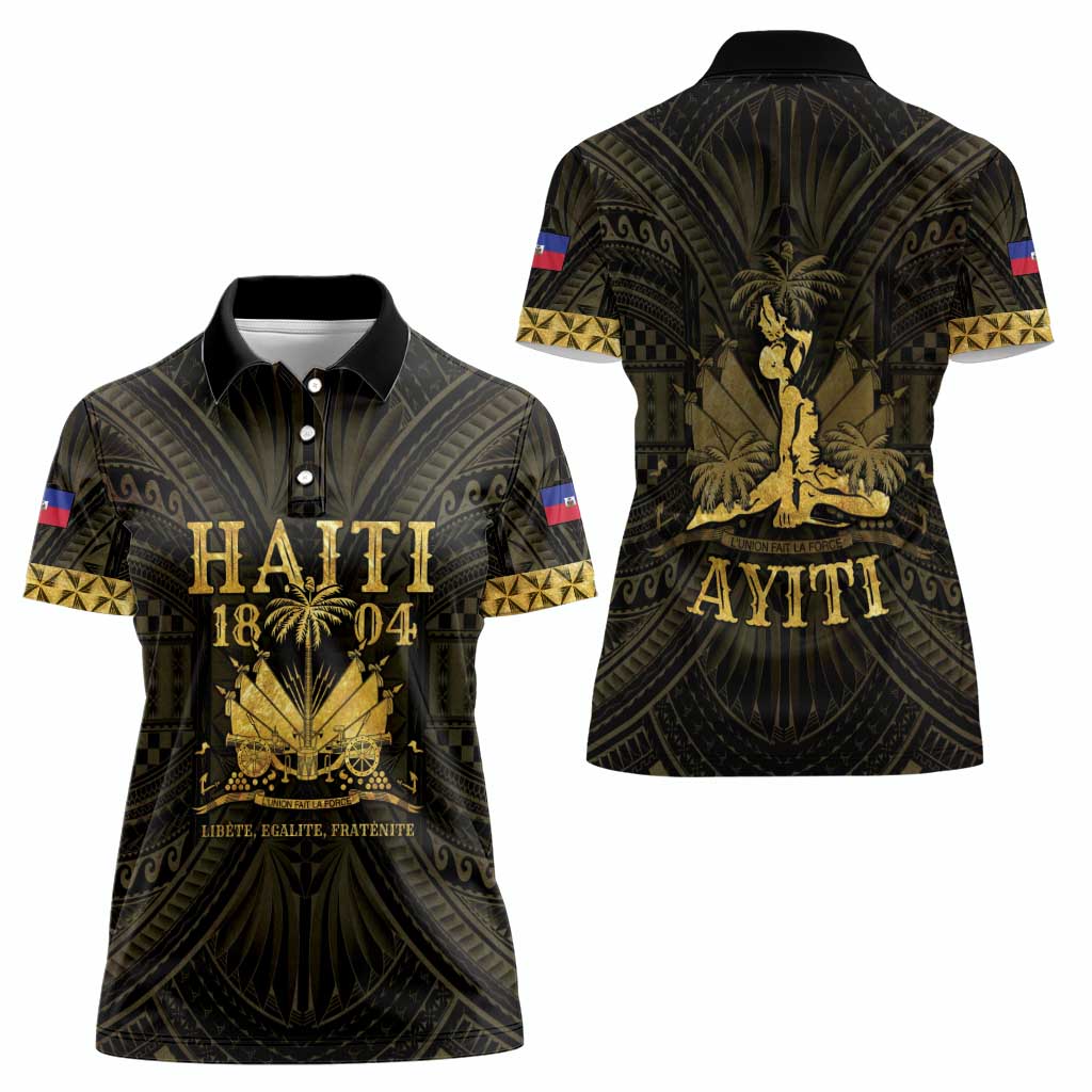 Haiti 1804 Women Polo Shirt Polynesian Gold Neg Maron