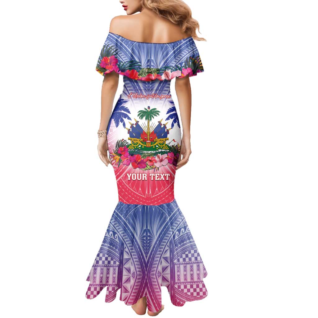 Personalised Haiti Independence Day Family Matching Mermaid Dress and Hawaiian Shirt Neg Maron Polynesian Style LT05 - Polynesian Pride