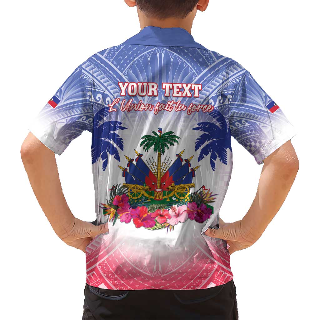 Personalised Haiti Independence Day Kid Hawaiian Shirt Neg Maron Polynesian Style LT05 - Polynesian Pride