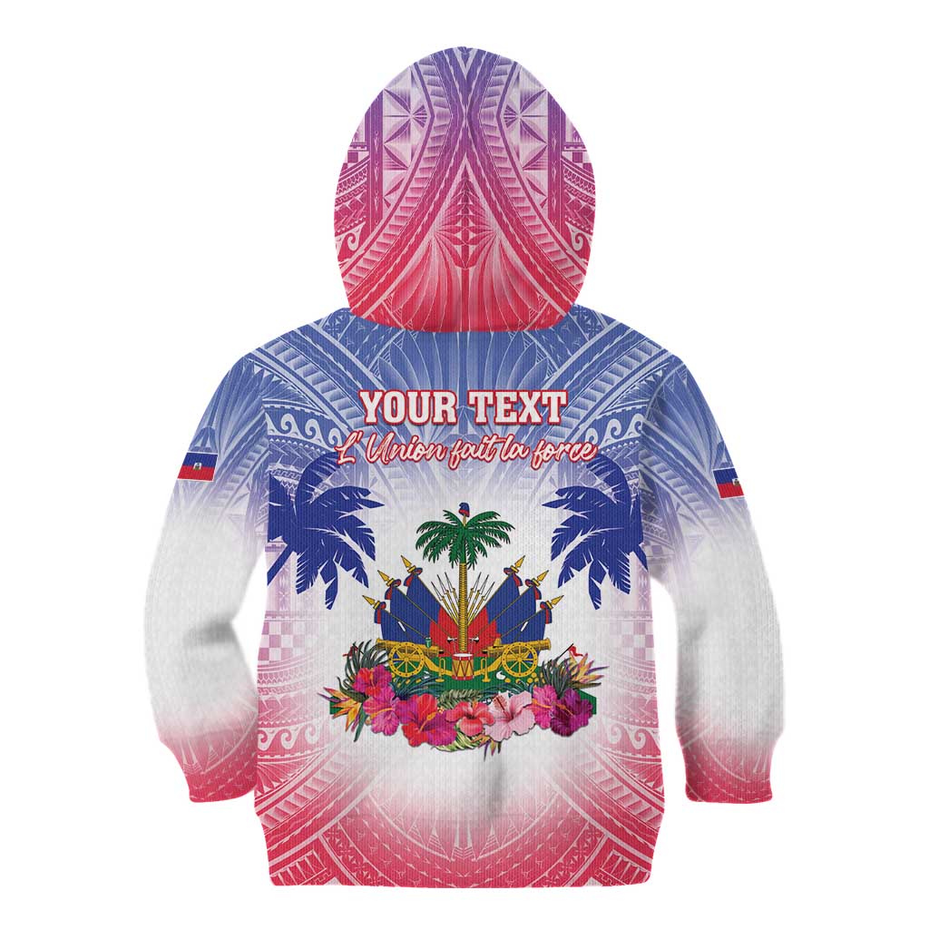 Personalised Haiti Independence Day Kid Hoodie Neg Maron Polynesian Style LT05