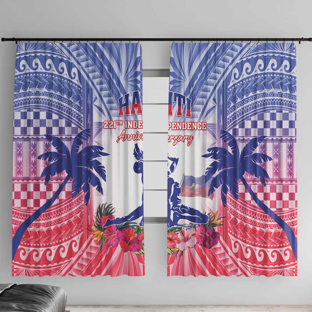 Haiti Independence Day Window Curtain Neg Maron Polynesian Style