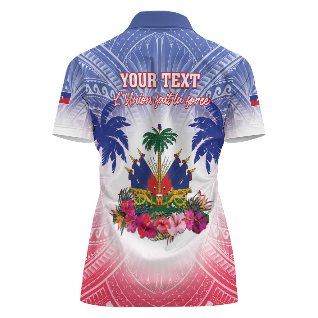 Personalised Haiti Independence Day Women Polo Shirt Neg Maron Polynesian Style LT05
