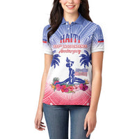 Personalised Haiti Independence Day Women Polo Shirt Neg Maron Polynesian Style LT05