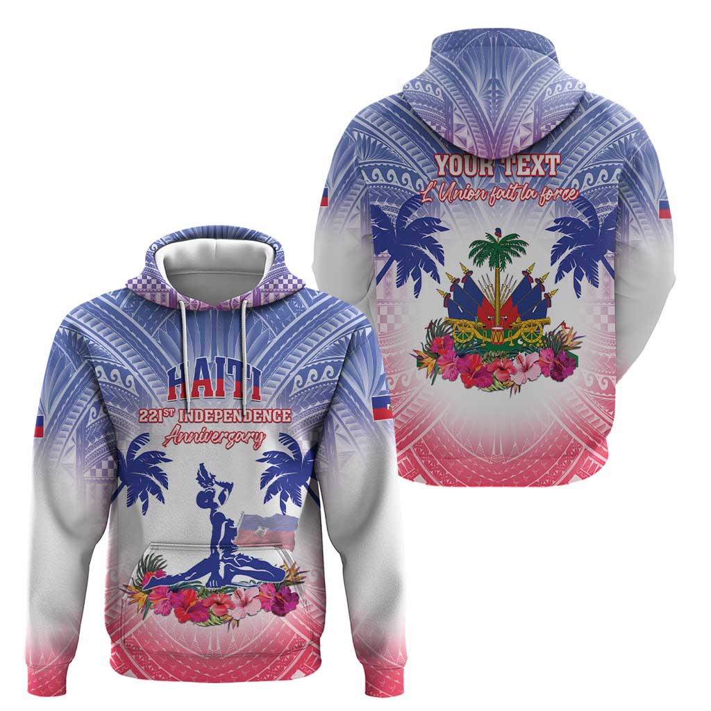 Personalised Haiti Independence Day Zip Hoodie Neg Maron Polynesian Style