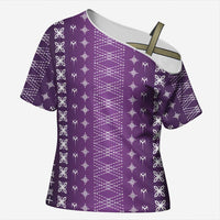 Purple Samoa Malu Tattoo Inspired Cross Shoulder Shirt - Polynesian Pride
