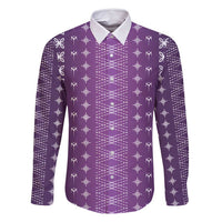 Purple Samoa Malu Tattoo Inspired Family Matching Long Sleeve Bodycon Dress and Hawaiian Shirt - Polynesian Pride