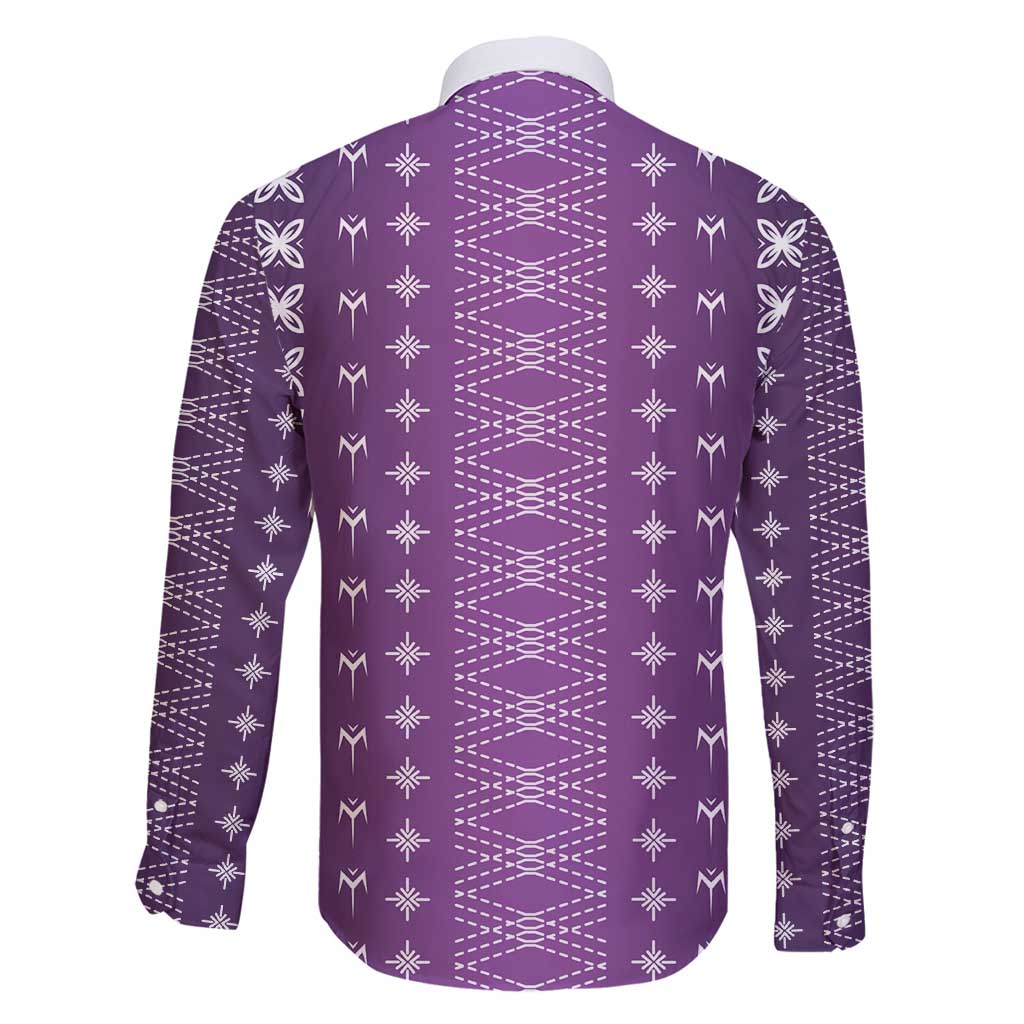 Purple Samoa Malu Tattoo Inspired Family Matching Long Sleeve Bodycon Dress and Hawaiian Shirt - Polynesian Pride