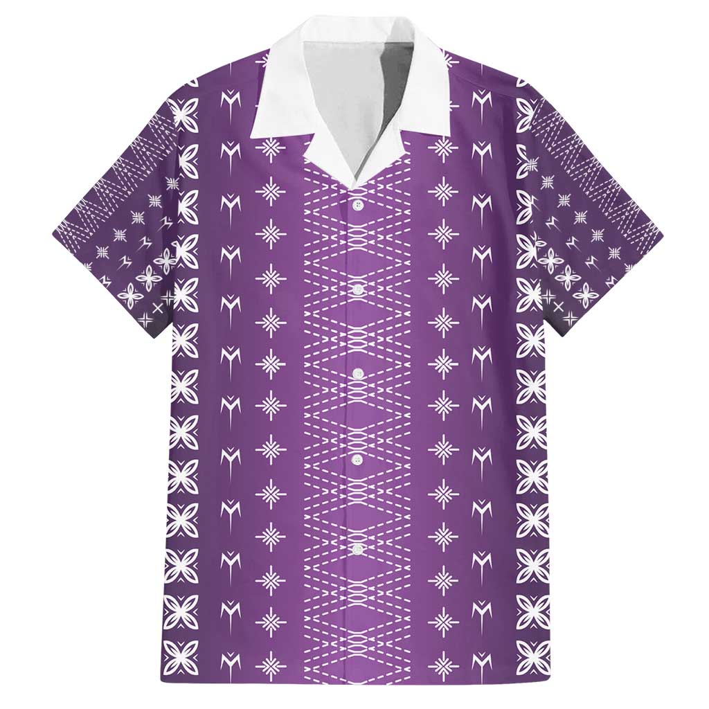 Purple Samoa Malu Tattoo Inspired Family Matching Off Shoulder Short Dress and Hawaiian Shirt - Polynesian Pride