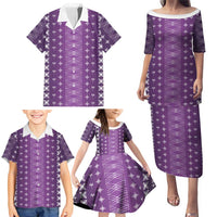 Purple Samoa Malu Tattoo Inspired Family Matching Puletasi and Hawaiian Shirt LT05 - Polynesian Pride