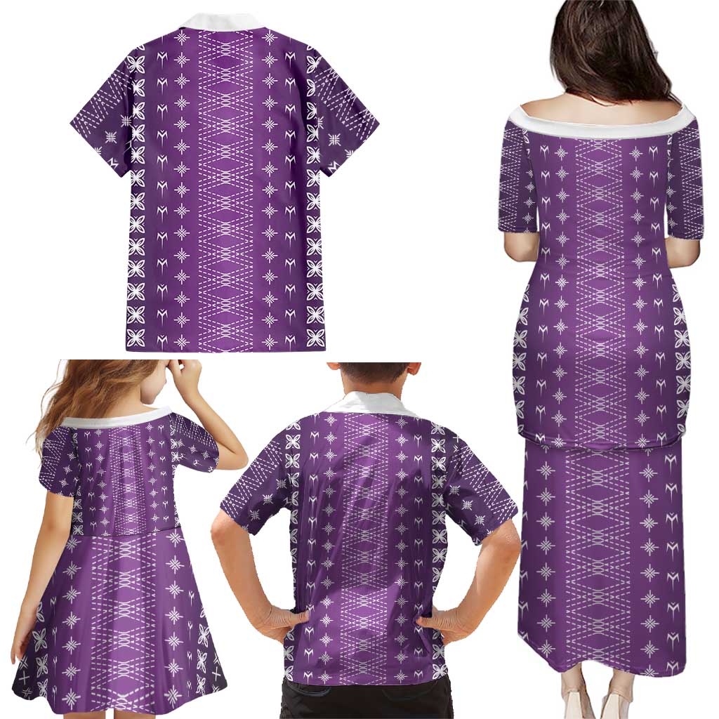 Purple Samoa Malu Tattoo Inspired Family Matching Puletasi and Hawaiian Shirt LT05 - Polynesian Pride