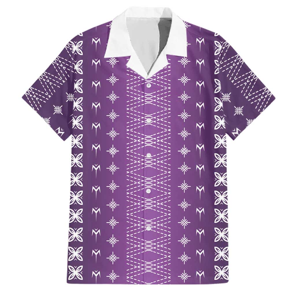 Purple Samoa Malu Tattoo Inspired Family Matching Puletasi and Hawaiian Shirt LT05 Dad's Shirt - Short Sleeve Purple - Polynesian Pride