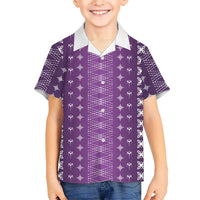 Purple Samoa Malu Tattoo Inspired Family Matching Puletasi and Hawaiian Shirt LT05 Son's Shirt Purple - Polynesian Pride