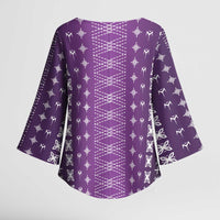 Purple Samoa Malu Tattoo Inspired Kimono Sleeve Blouse - Polynesian Pride