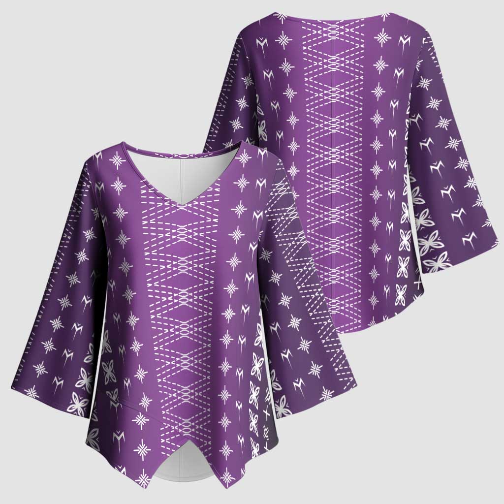 Purple Samoa Malu Tattoo Inspired Kimono Sleeve Blouse - Polynesian Pride