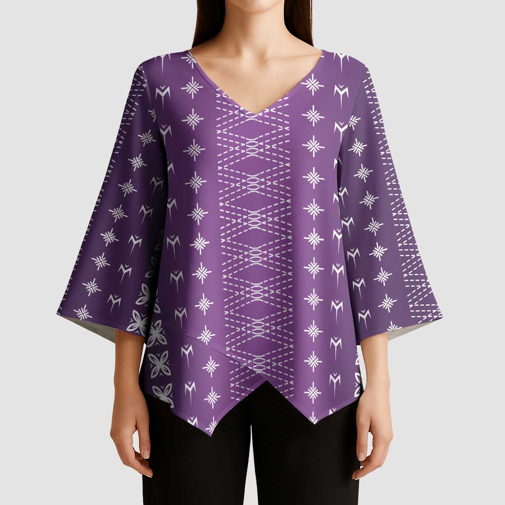 Purple Samoa Malu Tattoo Inspired Kimono Sleeve Blouse - Polynesian Pride