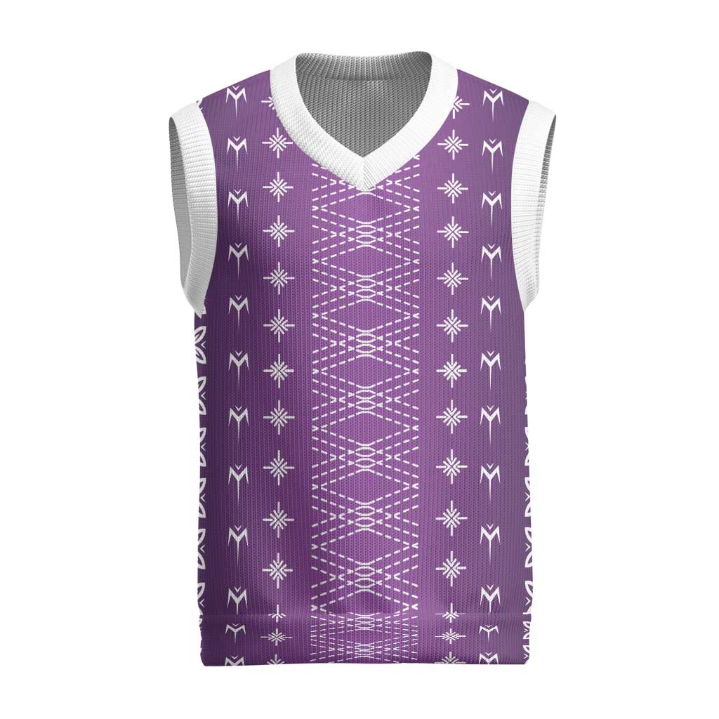 Purple Samoa Malu Tattoo Inspired Christmas Knitted V-Neck Vest LT05 Purple - Polynesian Pride