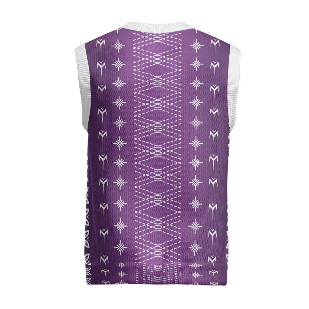 Purple Samoa Malu Tattoo Inspired Christmas Knitted V-Neck Vest LT05 - Polynesian Pride
