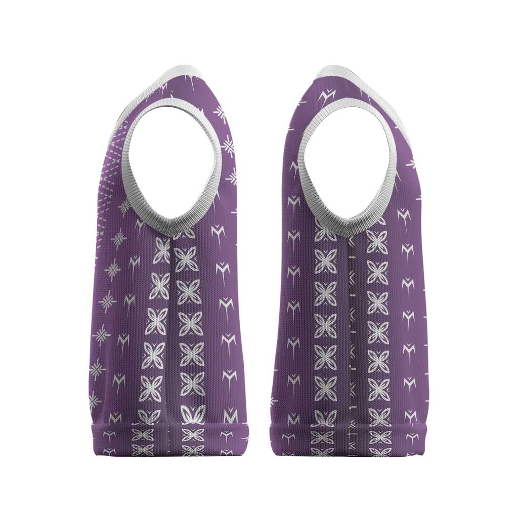 Purple Samoa Malu Tattoo Inspired Christmas Knitted V-Neck Vest LT05 - Polynesian Pride